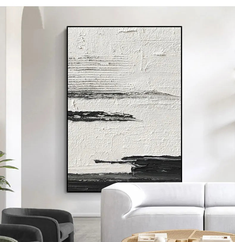 DecorBites™ Hand-Painted Black & White Abstract Wall Painting