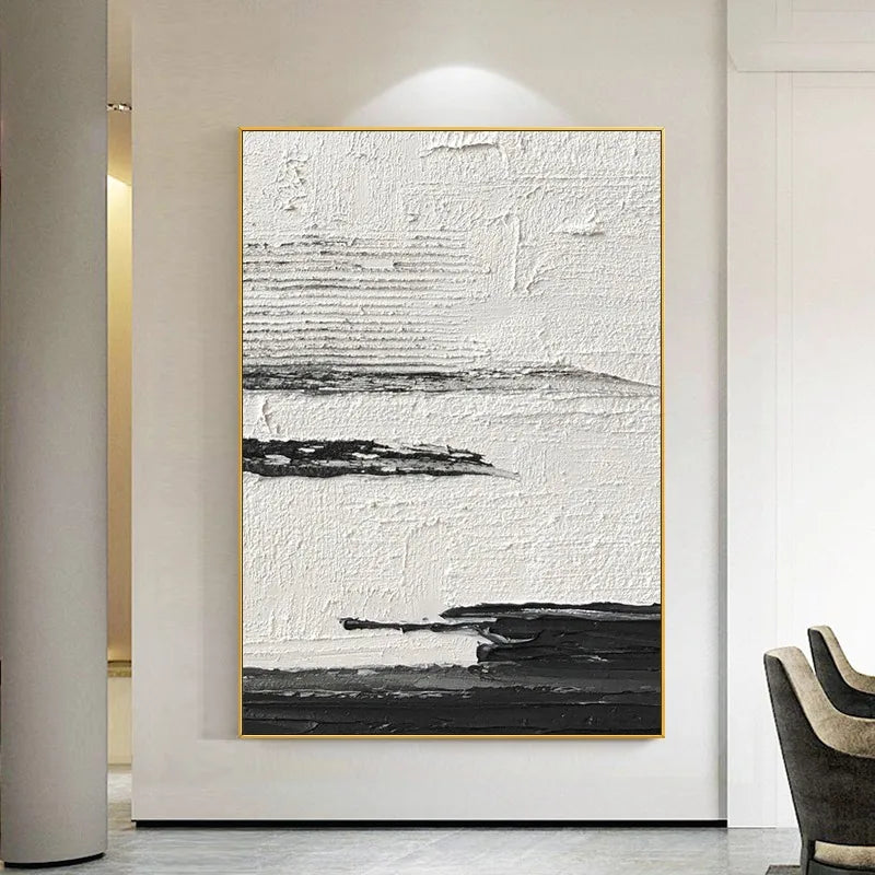 DecorBites™ Hand-Painted Black & White Abstract Wall Painting