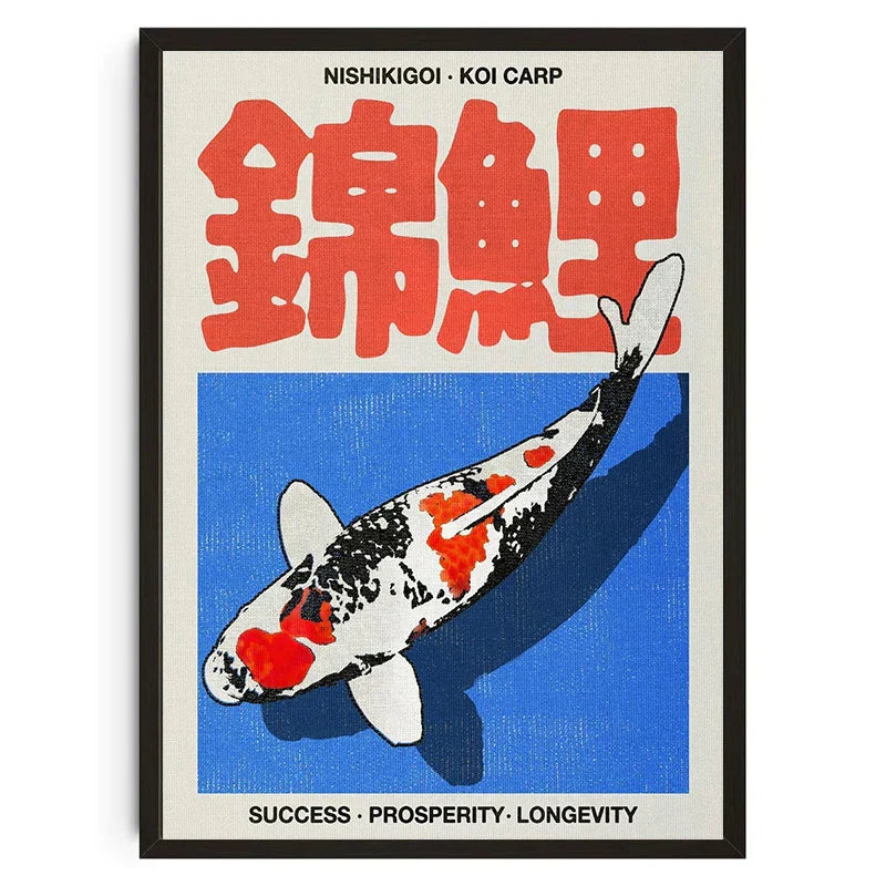 DecorBites™ Japanese Koi Cat Abstract Wall Art Print