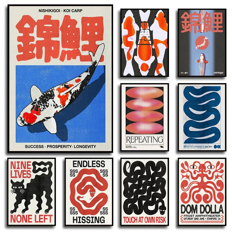 DecorBites™ Japanese Koi Cat Animal Canvas Wall Art