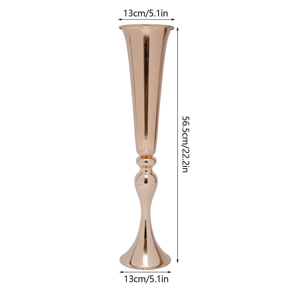 DecorBites™ Metal Golden Flower Stand Vase Candle Holder