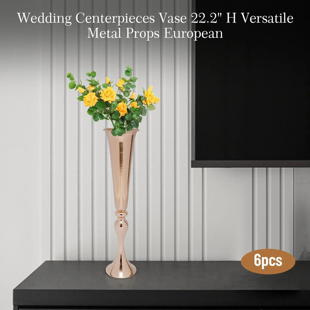 DecorBites™ Metal Golden Flower Stand Vase Candle Holder