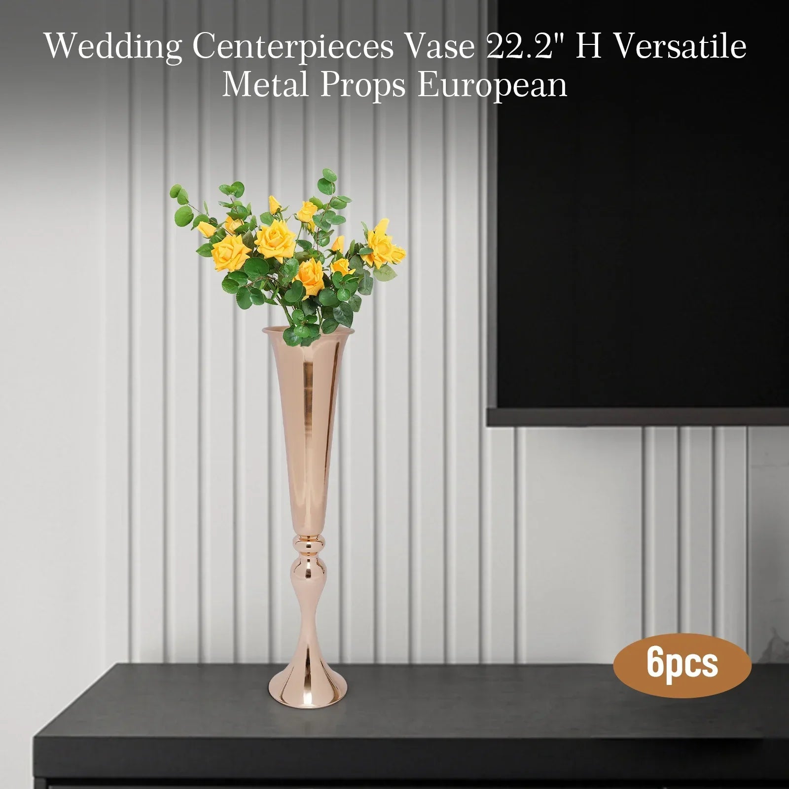 DecorBites™ Metal Golden Flower Stand Vase Candle Holder