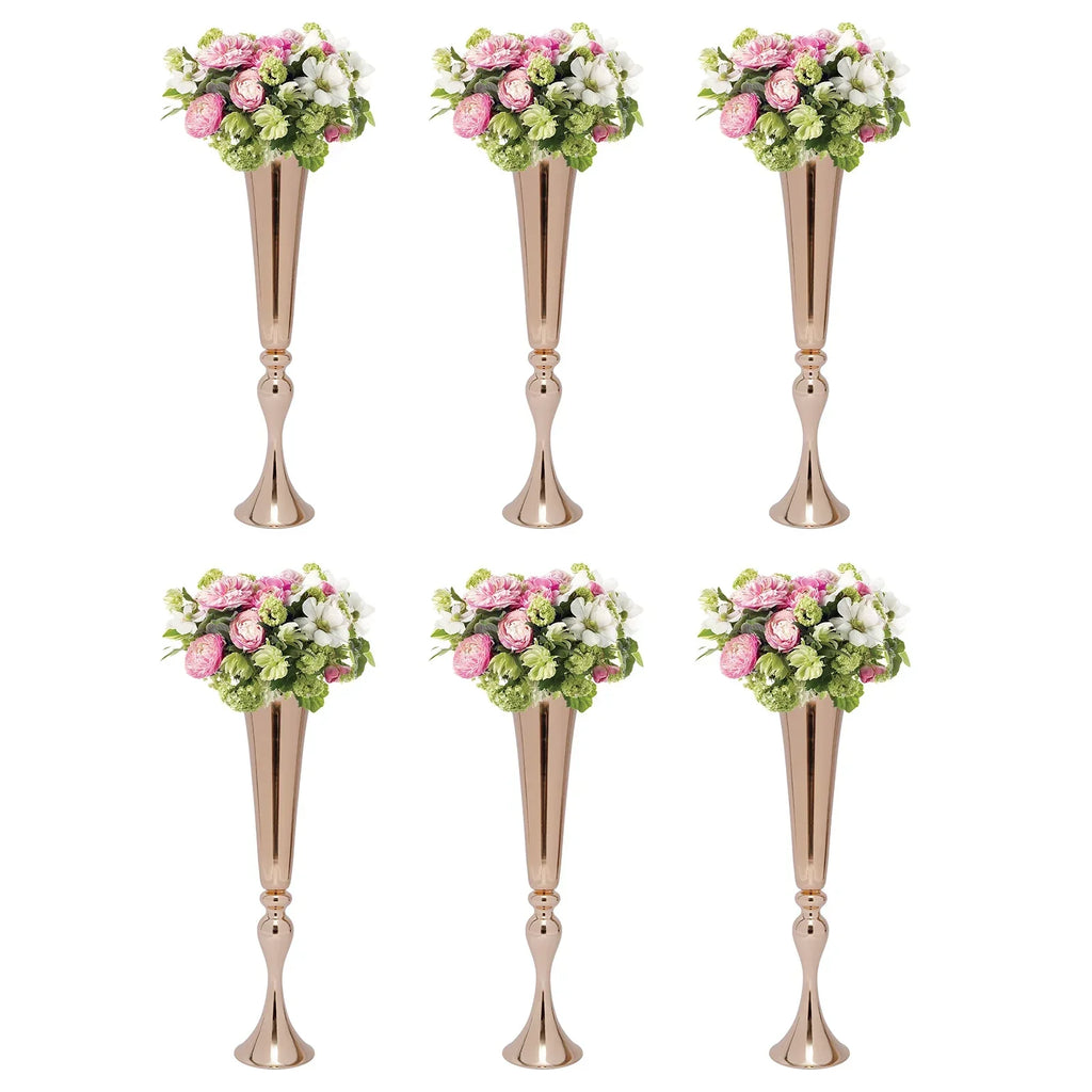 DecorBites™ Metal Golden Flower Stand Vase Candle Holder
