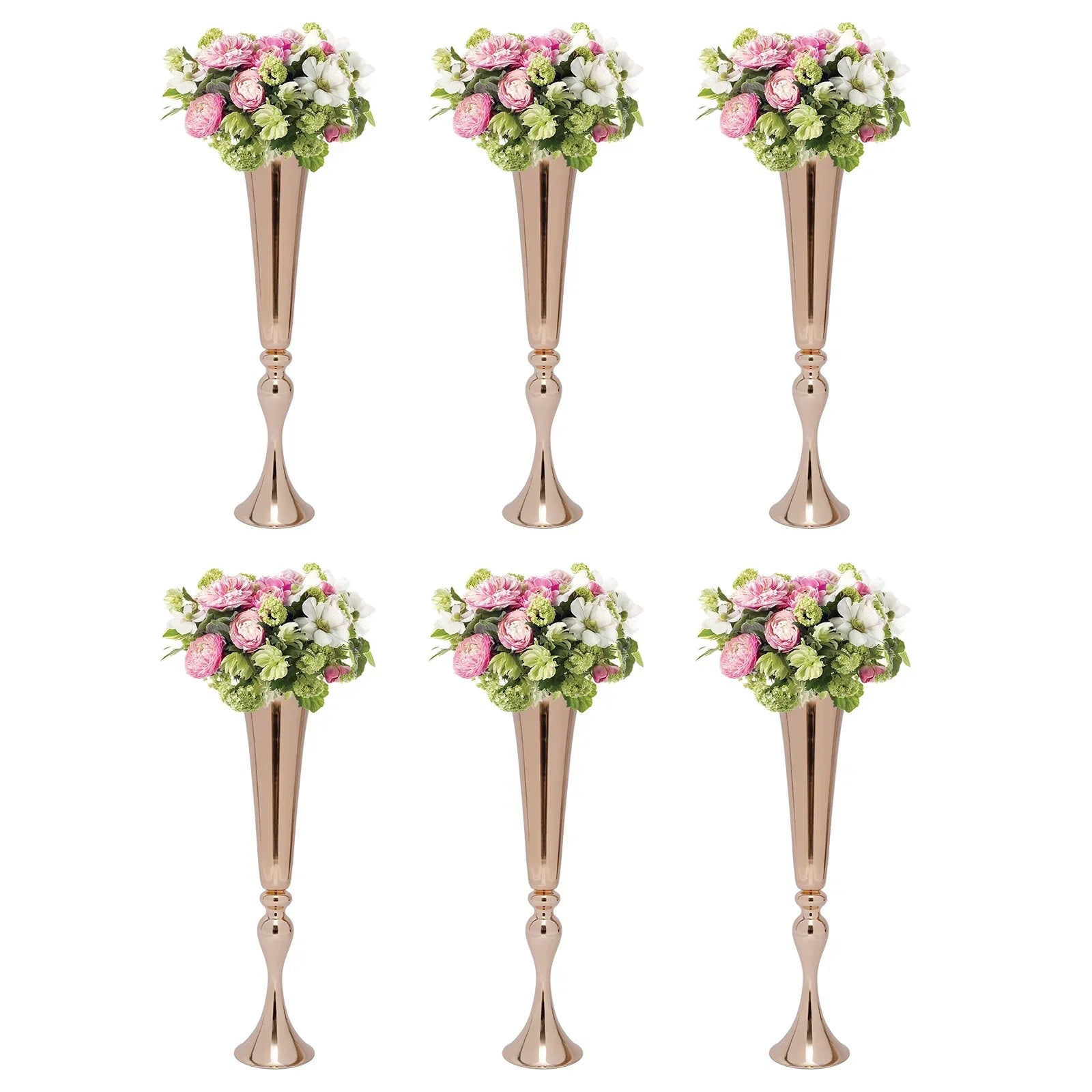 DecorBites™ Metal Golden Flower Stand Vase Candle Holder
