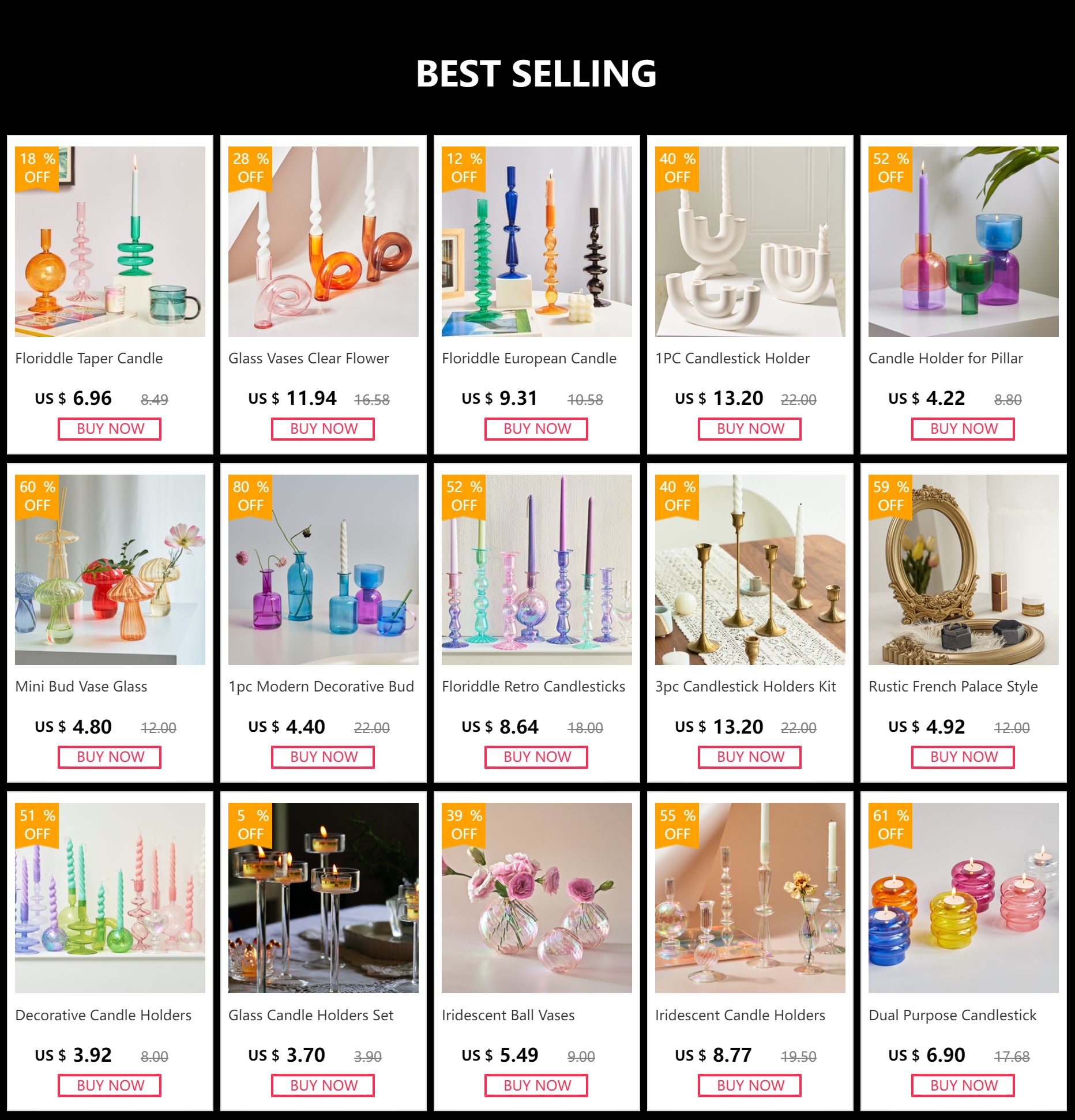 DecorBites™ Mini Glass Vase Set for Plants and Candles