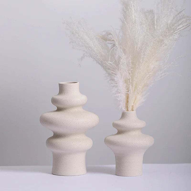 DecorBites™ Modern Ins Style White Ceramic Spiral Vase