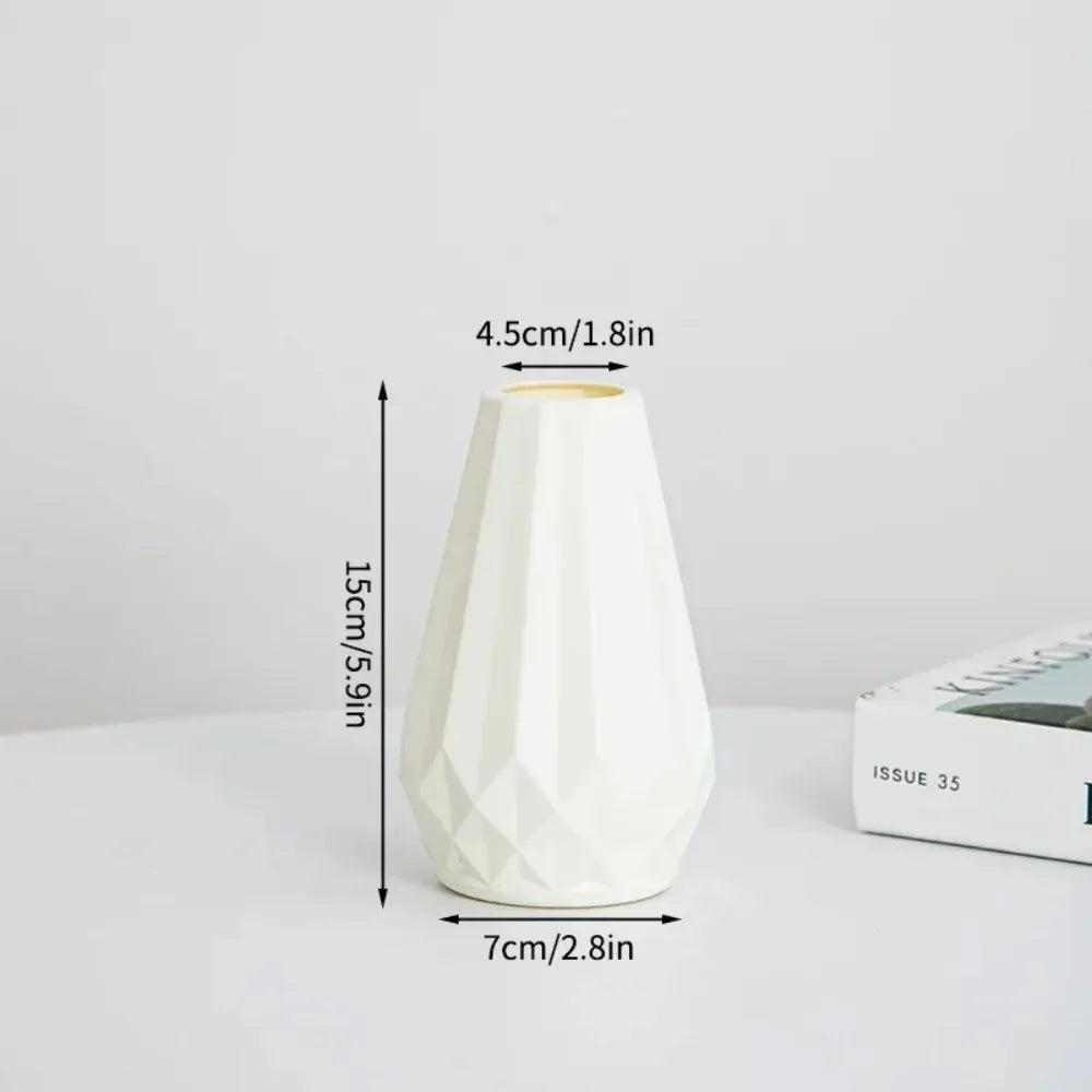 DecorBites™ Modern Nordic Diamond-Shaped Flower Vase