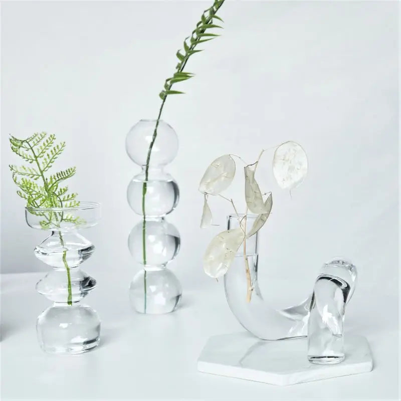 DecorBites™ Modern Transparent Glass Vases Set for Home