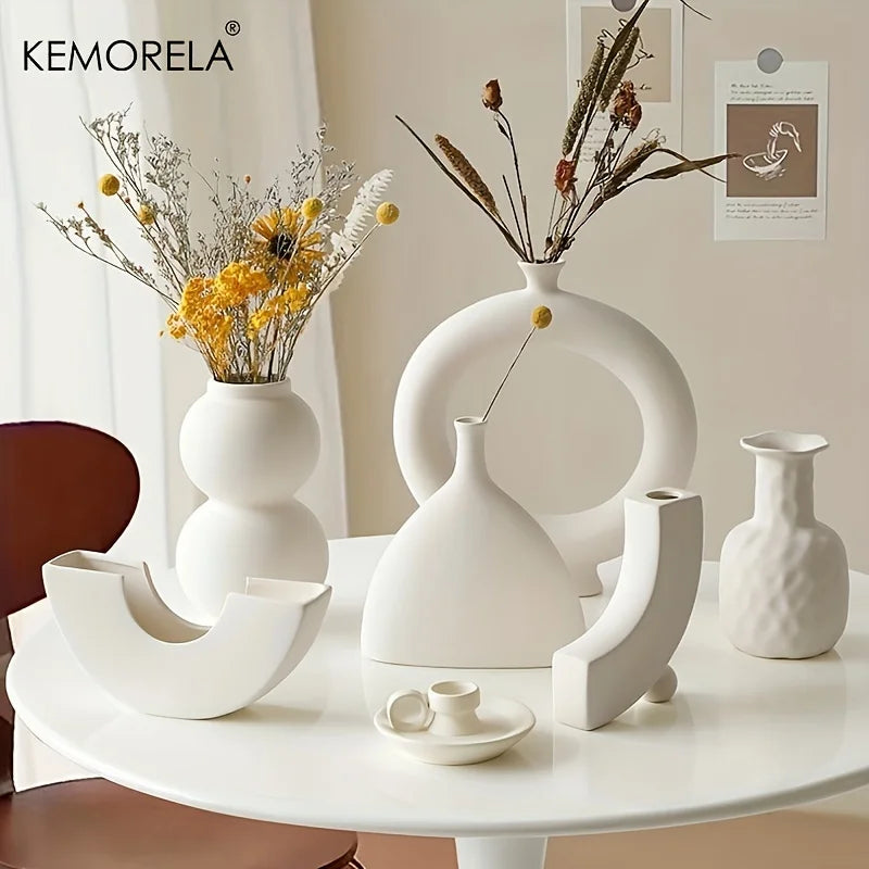 DecorBites™ Nordic Ceramic Donut Vase - Home Decor Accent