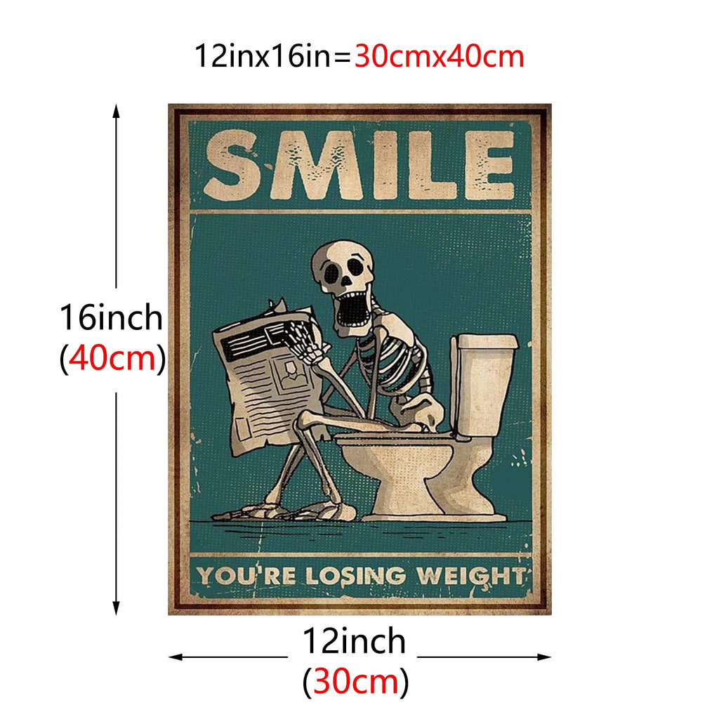 DecorBites™ Skeleton Man Squatting Toilet Canvas Wall Art