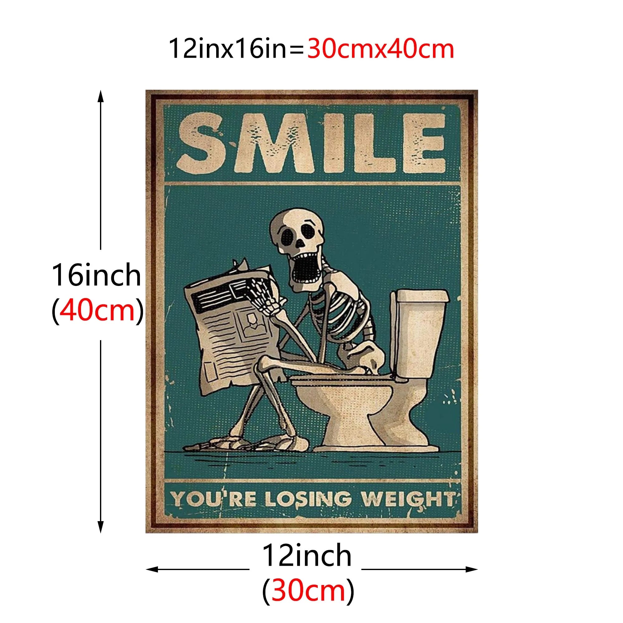 DecorBites™ Skeleton Man Squatting Toilet Canvas Wall Art