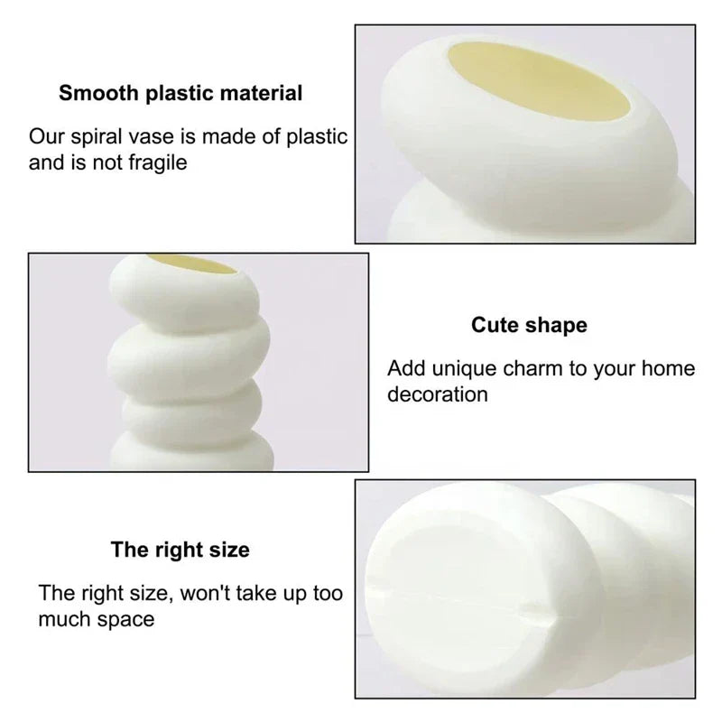 DecorBites™ Spiral White Vase for Home Decor