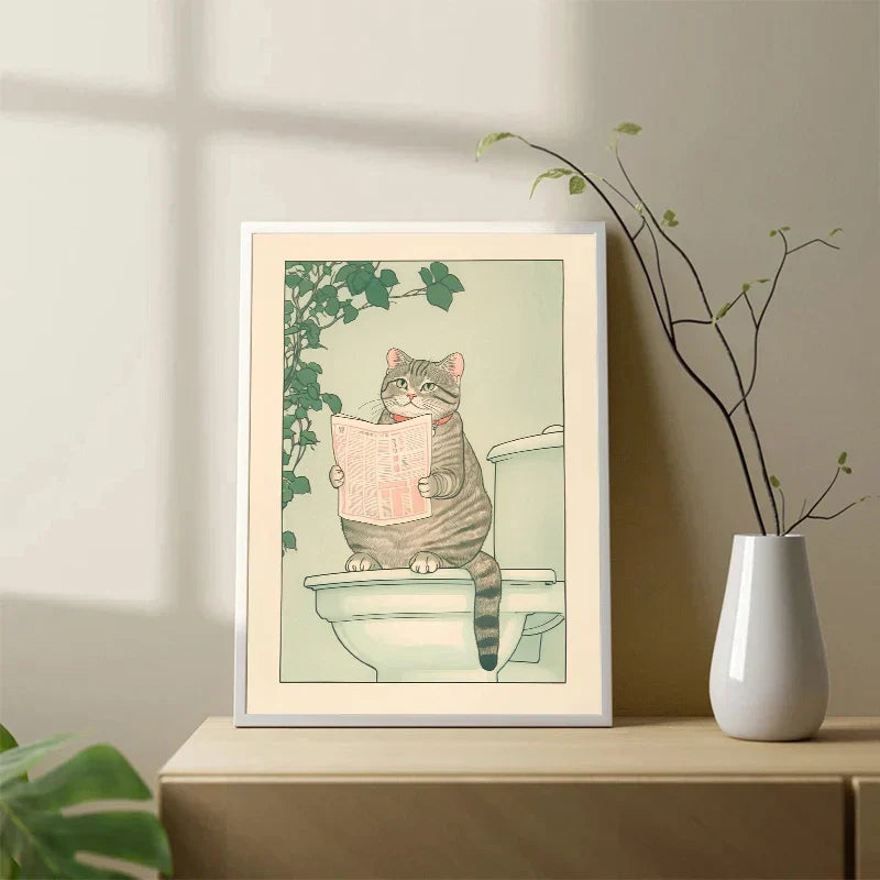 DecorBites™ Tabby Cat in Bathtub Canvas Wall Art