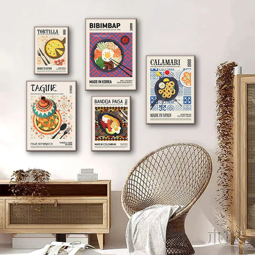 DecorBites™ Delicious World Cuisine Canvas Wall Art