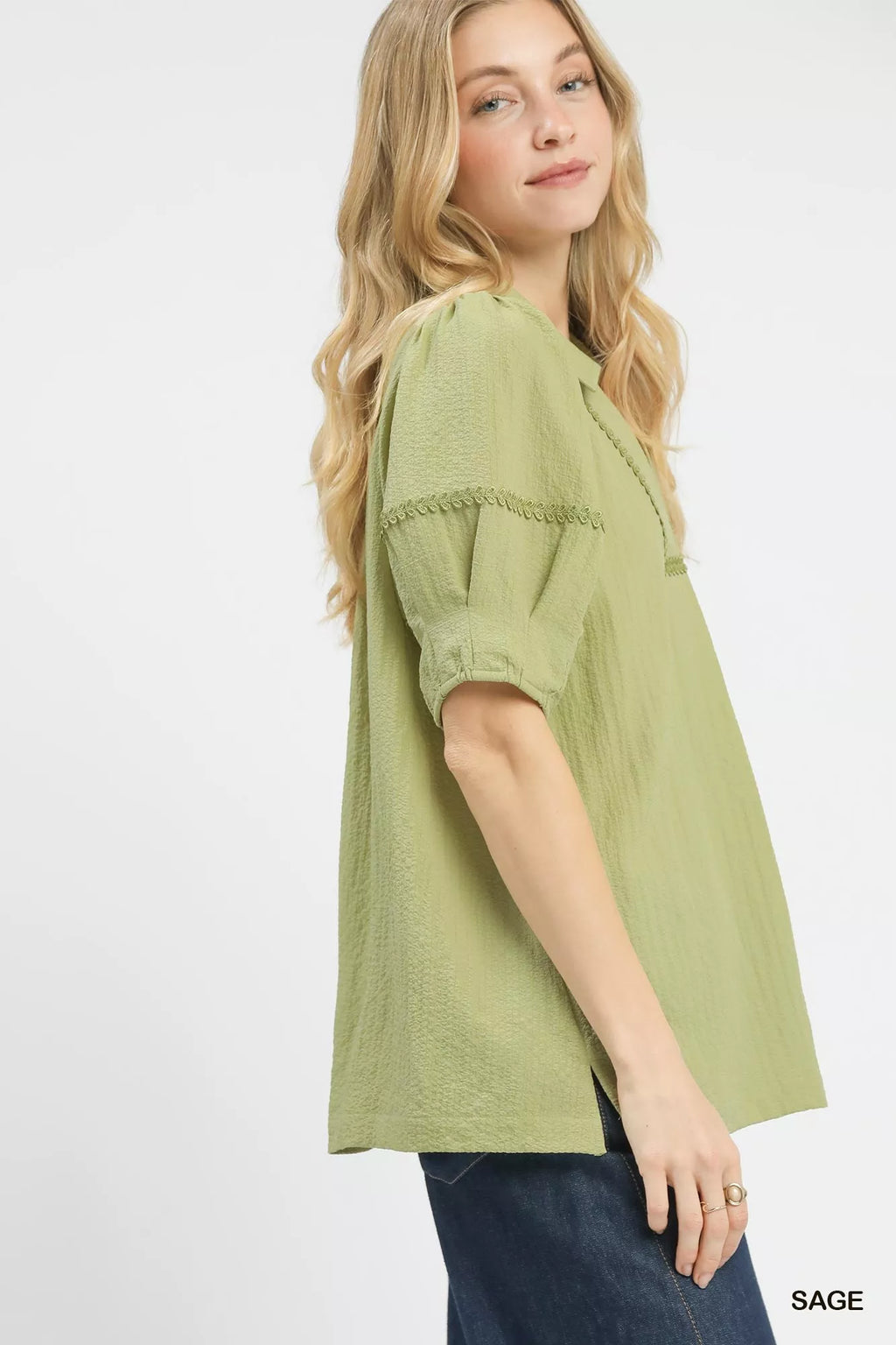 Textured Puff Sleeve Top