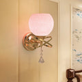 DecorBites™ Diamond Sconce Crystal Wall Lamp with Pink Cracked Glass Shade - Post Modern 1-Light Fixture