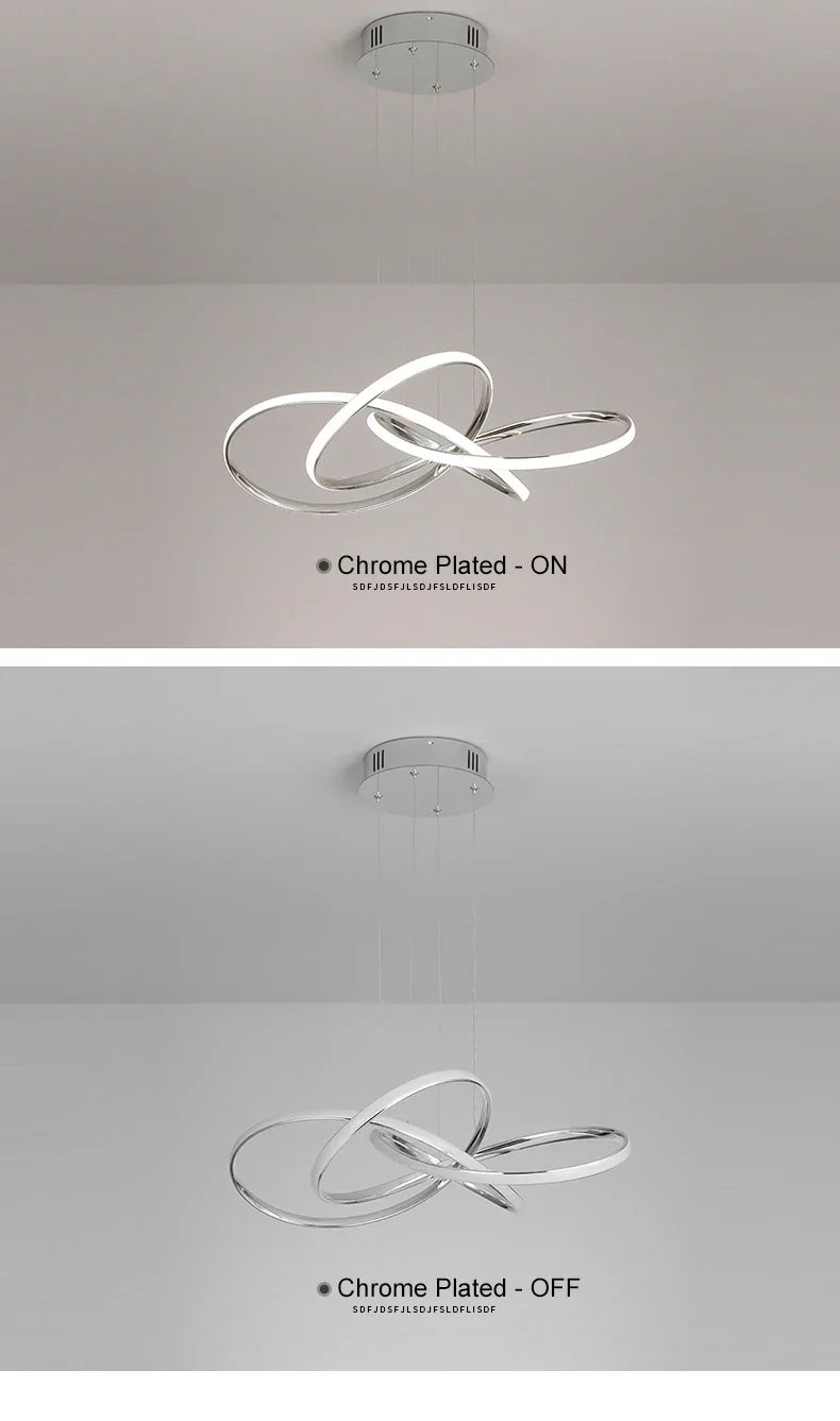 DecorBites™ Dimmable Modern Chandelier: Gold/Chrome/Black, 60cm