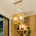 DecorBites™ Dining Room Pendant – Beige Hanging Lamp with Bamboo Barrel Shade