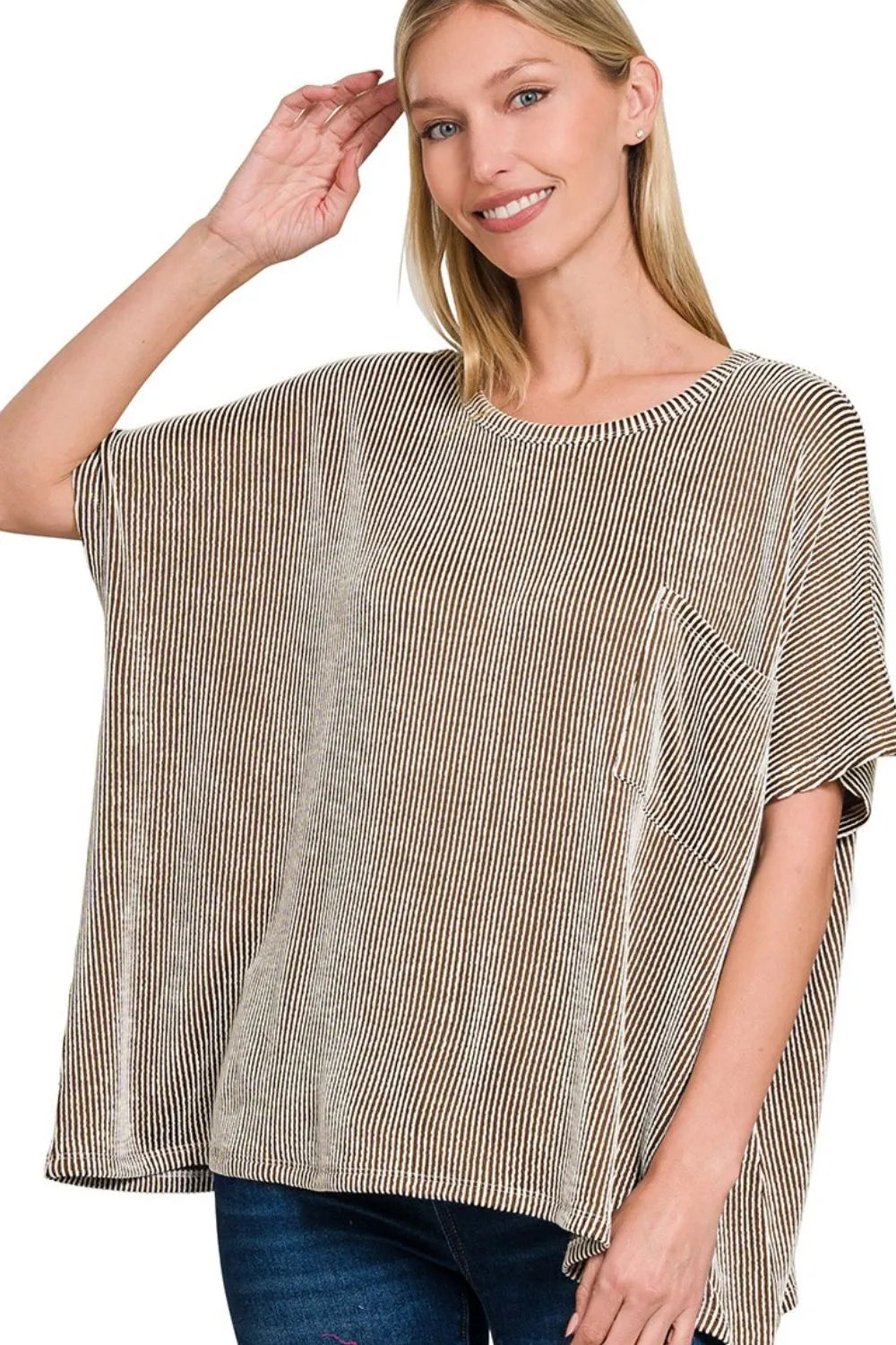 Corded Rib Oversized Short Sleeve Top