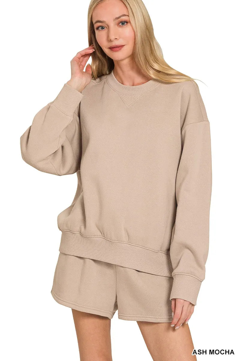 Fleece Long Sleeve Sweatshirts & Shorts Set