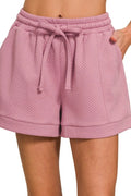 Textured Knit Jacquard Drawstring Shorts