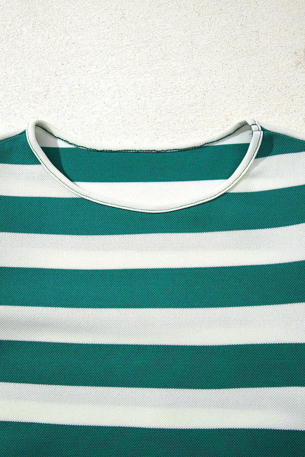 Green Stripe Flutter Sleeve Round Neck Shift Dress