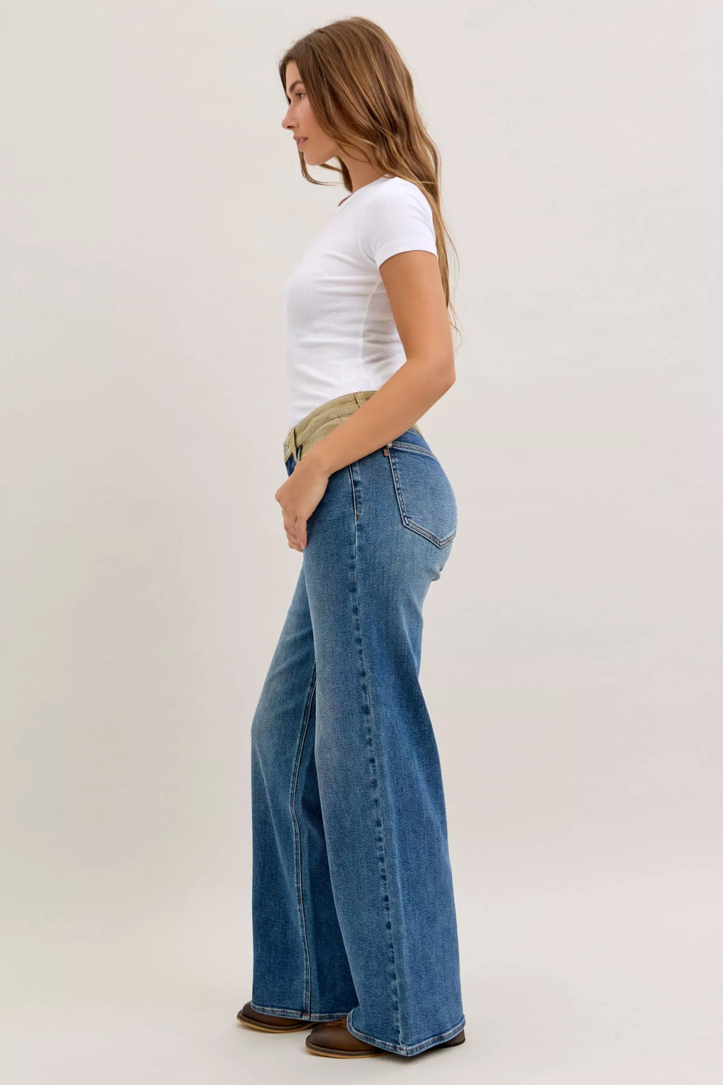 MR Column Straight Jeans with Corduroy Waist