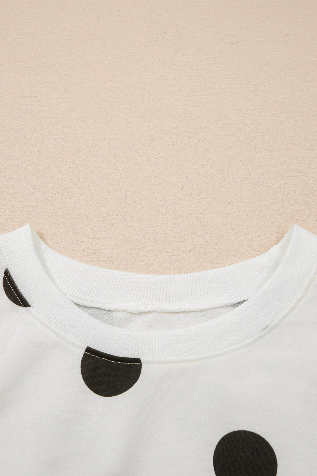 White Polka Dot Printed Long Sleeve Flared Mini Dress