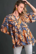 Mix Paisley Boho Tunic Blouse