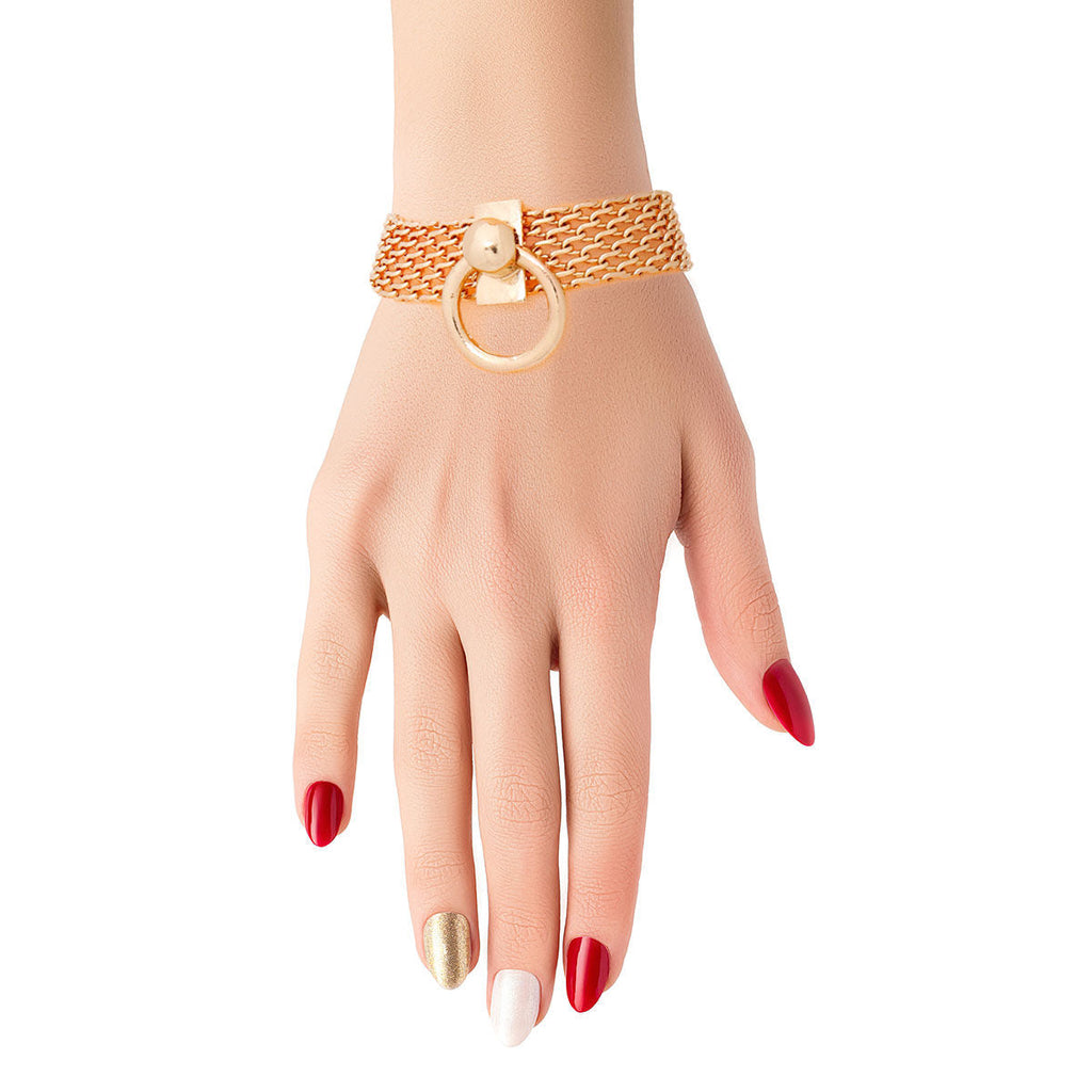 Toggle Knocker Gold Mesh Bracelet Stylish Statement Jewelry Accessory
