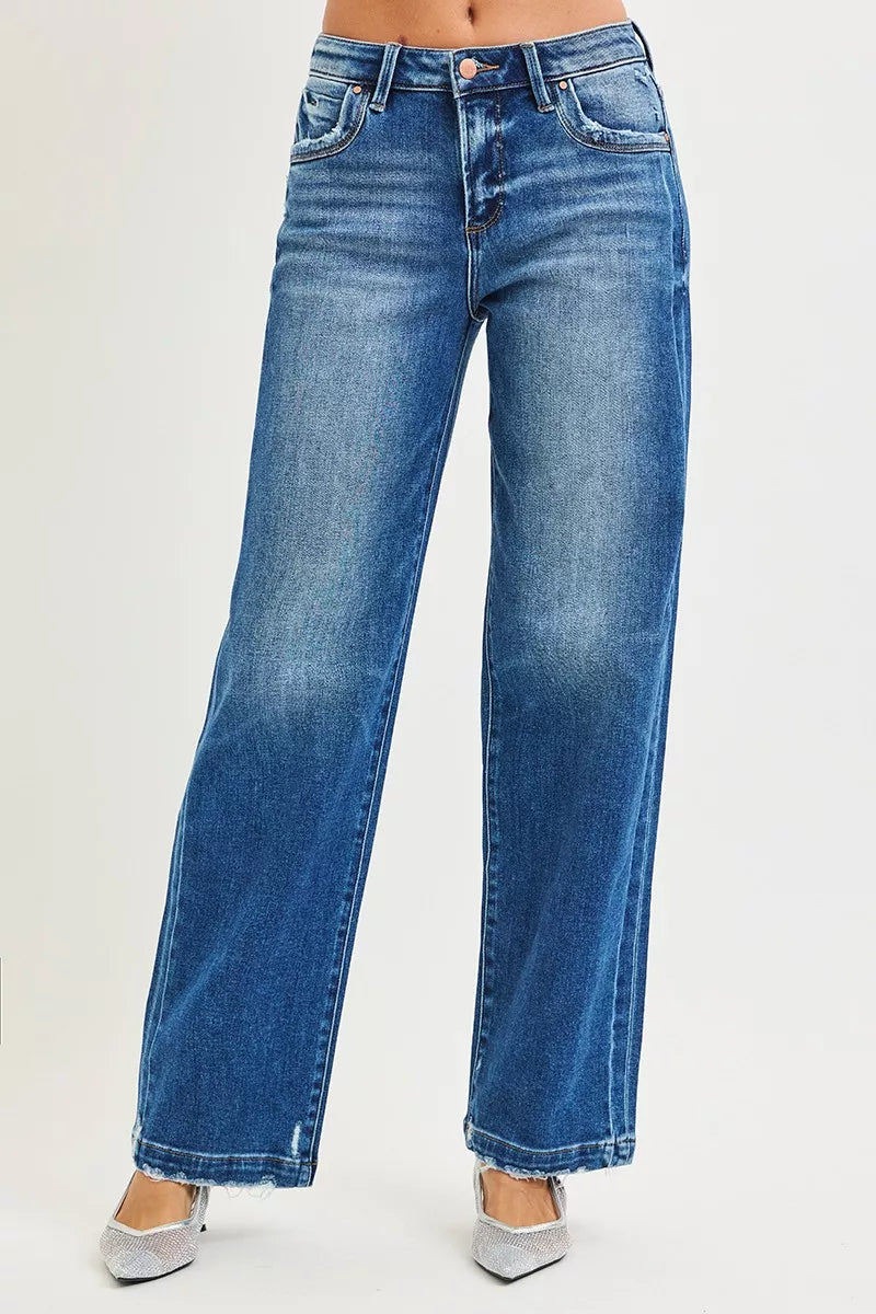 Full Size Slouchy Baggy Jeans Pocket Side Seam Detail Plus Size