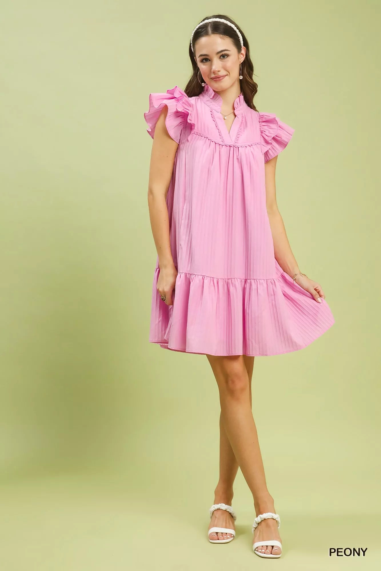 Flutter Sleeve Tiered Dress