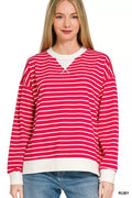 Contrast Striped Round Neck Sweatshirt
