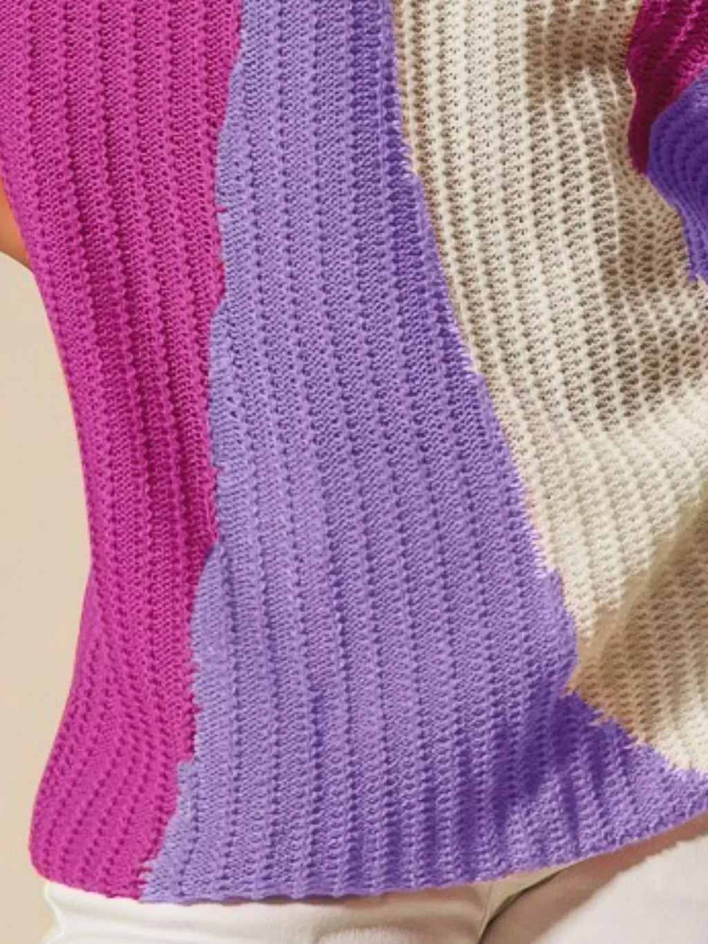 Boat Neck Multi Colored Lightweight Sweater Top