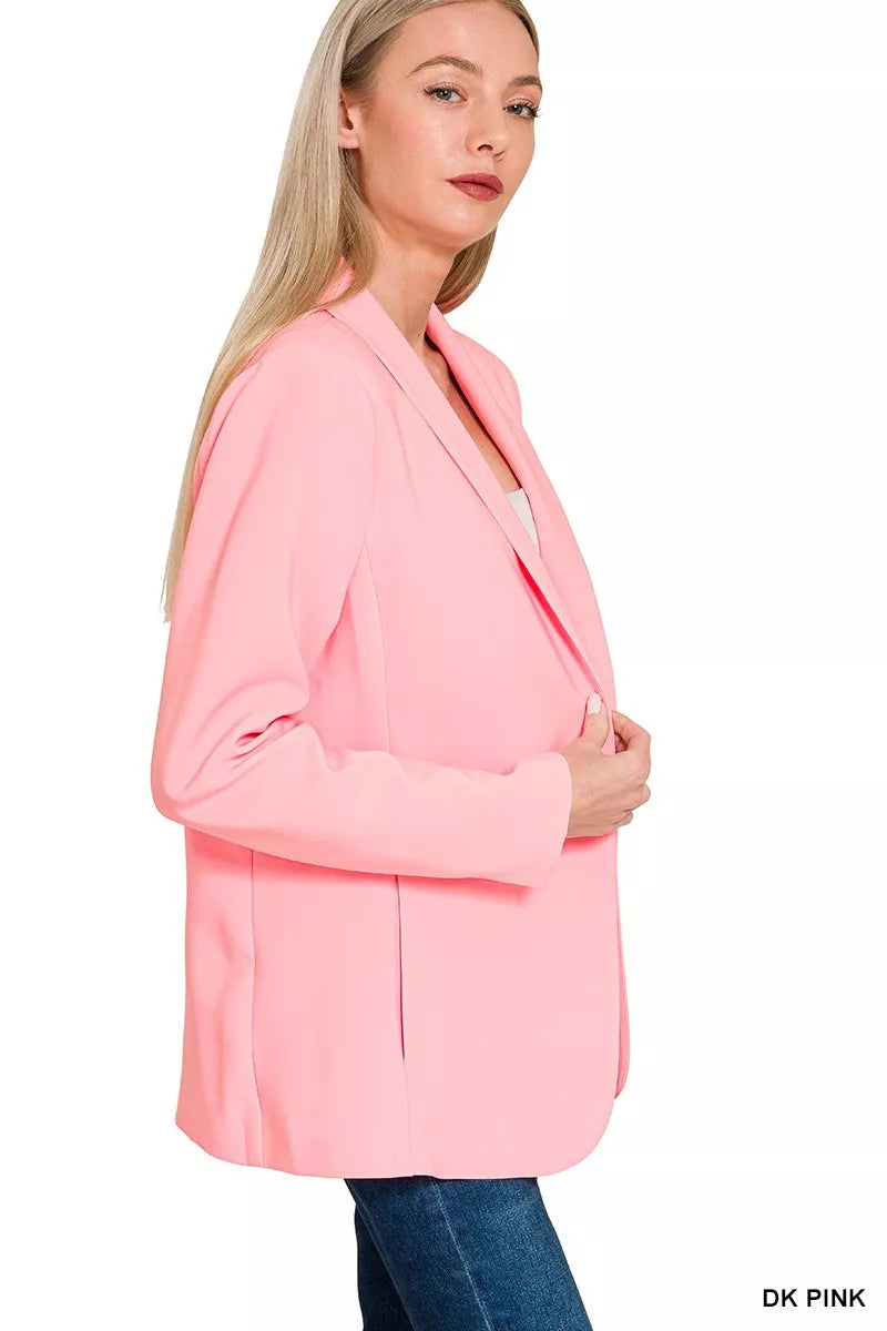 Woven Long Sleeve Blazer With Lining