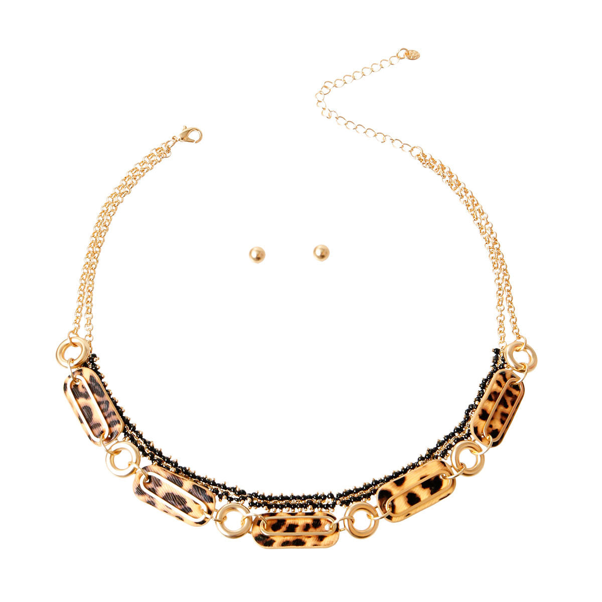 Leopard Link Jewelry Set Matte Gold Statement Stylish Accessories