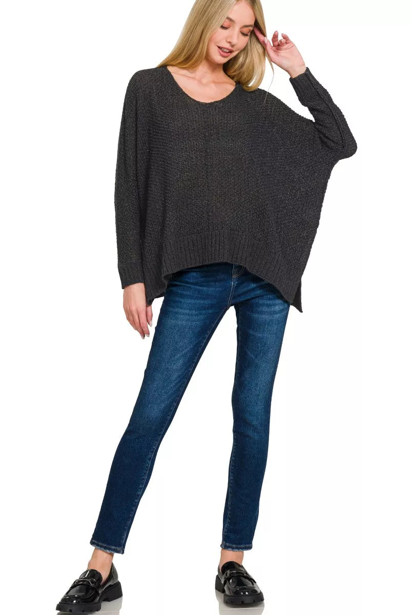 Dolman Sleeve V-Neck Sweater
