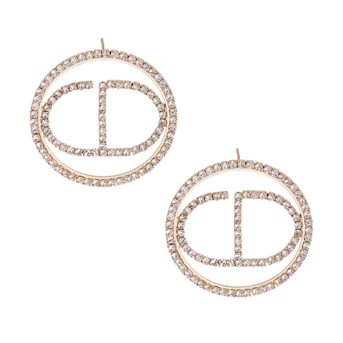 Round Gold Metal Stud Earrings Stylish Casual Jewelry