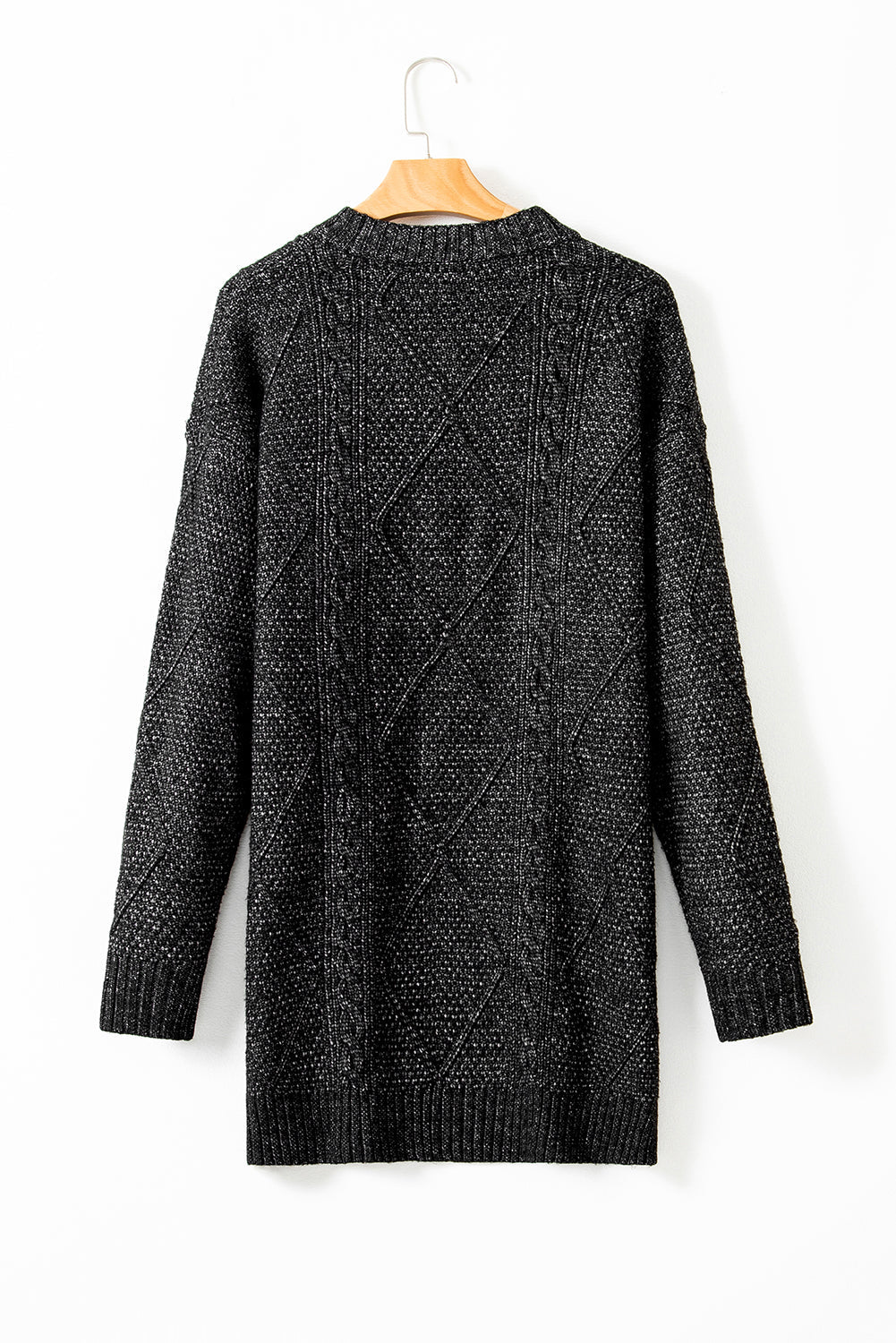 Mist Green Twist Cable Knit Drop Shoulder Loose Fit Sweater Dress