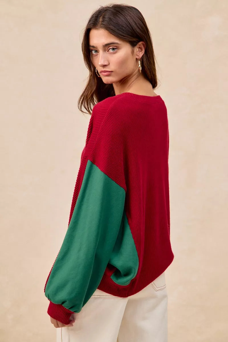 Christmas Theme Tree Embroidered Sweater