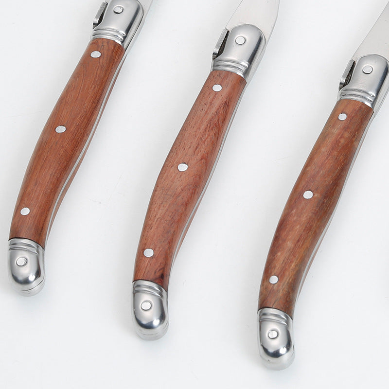 Stainless Steel Rosewood Wooden Handle Western Knife Steak Knife And Fork Set