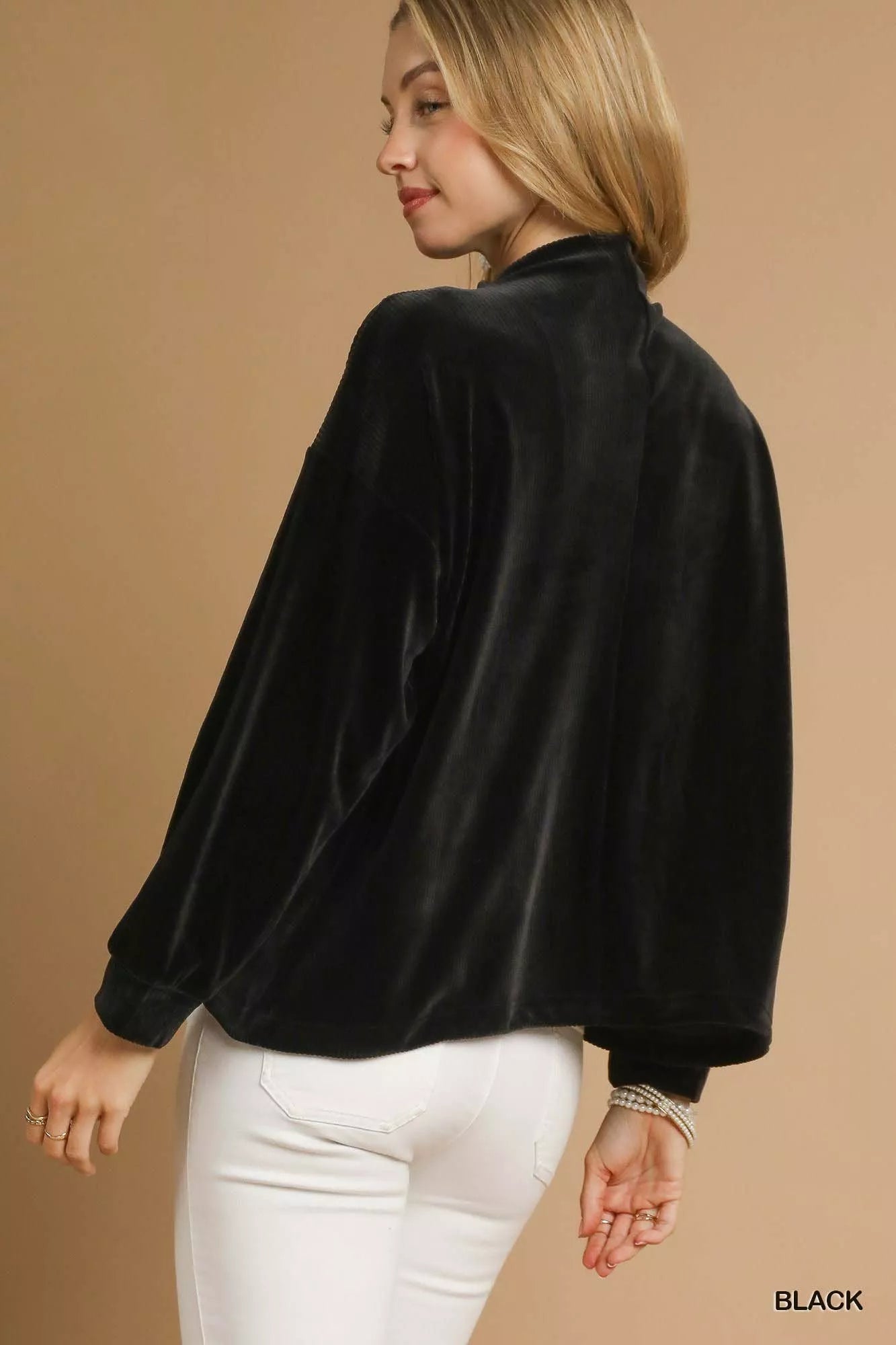 Ribbed Drawstring Hem Knit Top