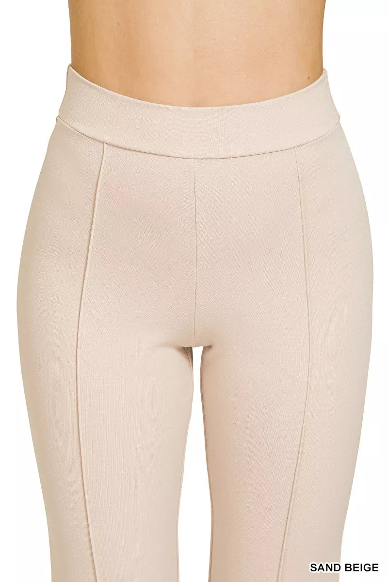 Heavy Ponte Elastic Waistband Pintuck Pants