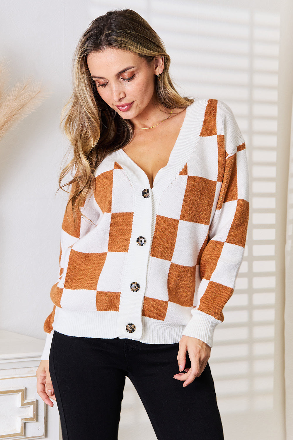 I am a Fashion Junky Double Take Button-Up V-Neck Dropped Shoulder Cardigan