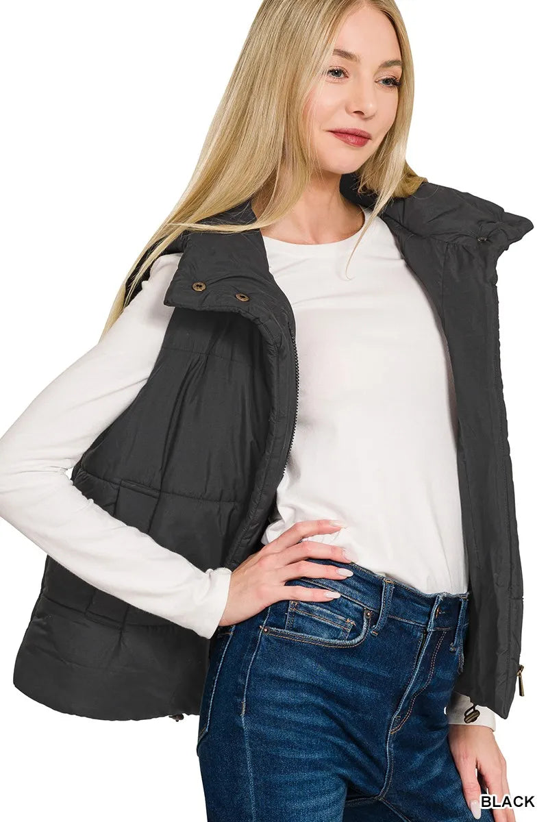 High Neck Zip-Up Vest Coat