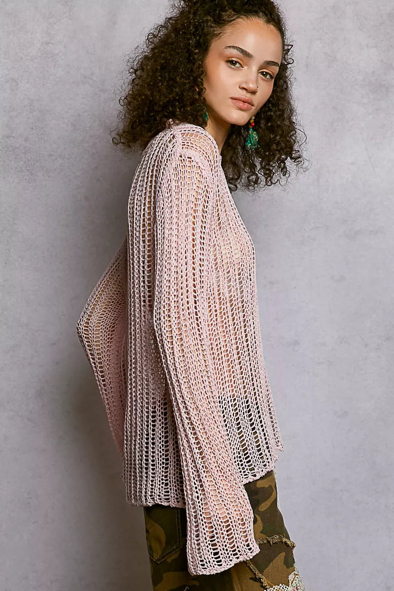 Openwork Round Neck Knit Cover Up