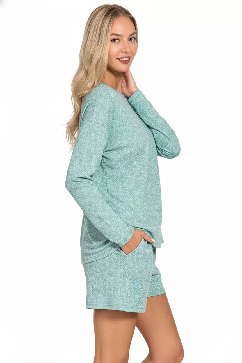 I am a Fashion junky Soft Melange Long Sleeve Tee and Shorts Set