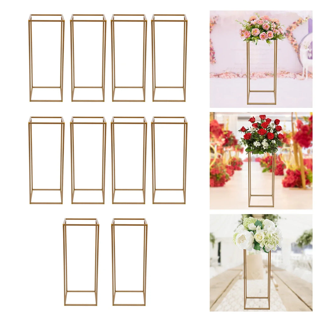 DecorBites™ Elegant 10-Piece Gold Wedding Flower Stand