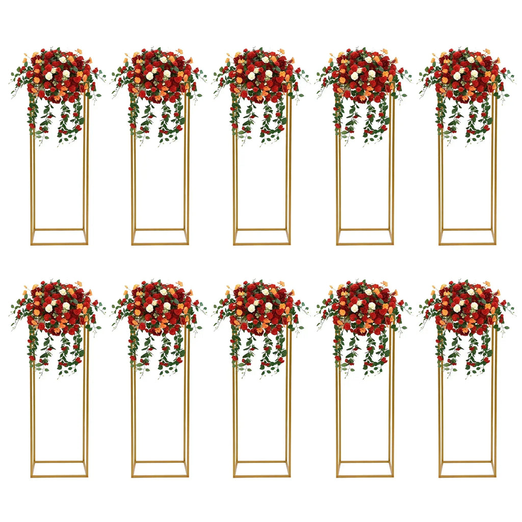 DecorBites™ Elegant 10-Piece Gold Wedding Flower Stand